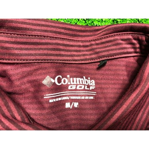 Columbia A&M Mens Maroon Striped Short Sleeve Polo Shirt Size Medium - Picture 5 of 10
